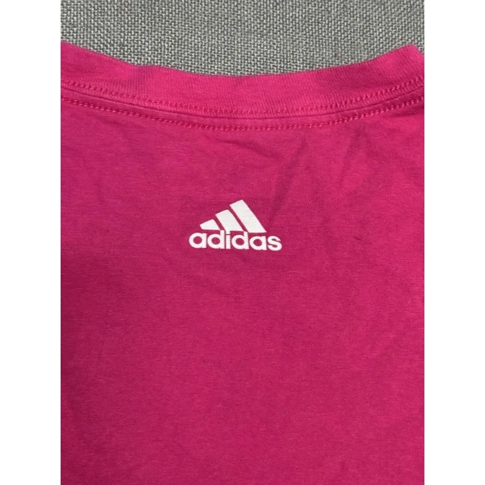Adidas Womens Graphic Tee Pink Vertical Logo T-shirt Size M ATACAGIL 28L001